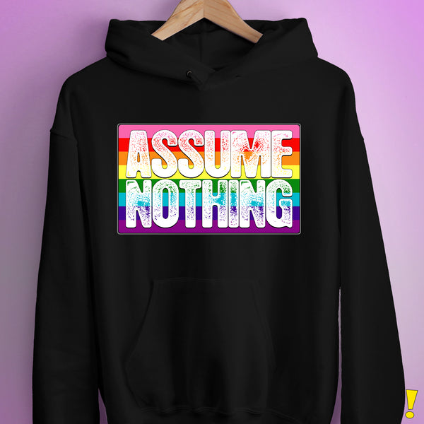 Assume Nothing Gilbert Baker Original LGBTQ Gay Pride Flag Hoodie - Black